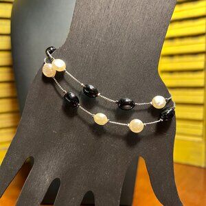 Premier Designs Pearl and Glass Silvertone Bracelet